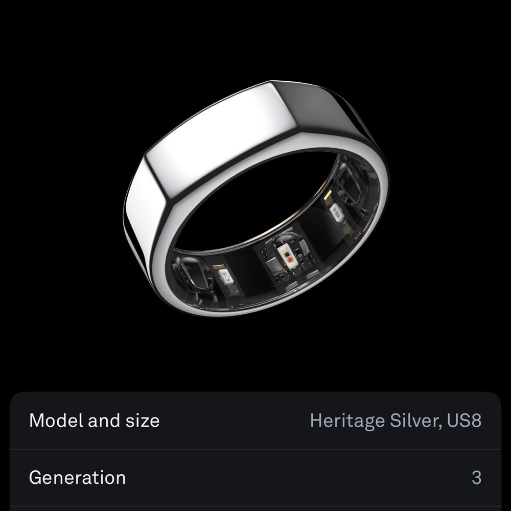 Oura Ring Gen 3 Heritage Silver – Size 8 (Smart Health Tracker Ring)